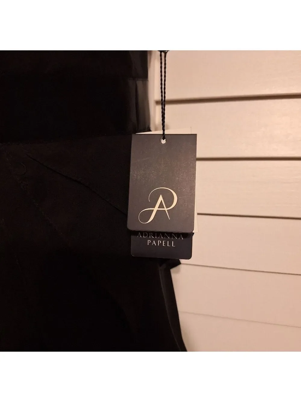 Adrianna Papell black draped one shoulder flutter dress Sz XS ptp 14" ruffle NWT - Picture 4 of 4